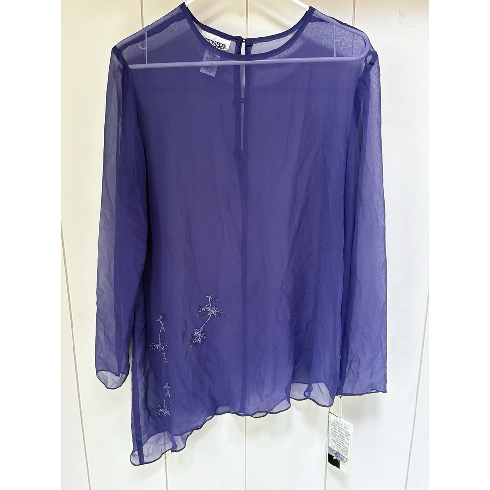 Vintage After Dark Silk Sz 10 Purple Sheer Beaded Boho Whimsigoth Romantic